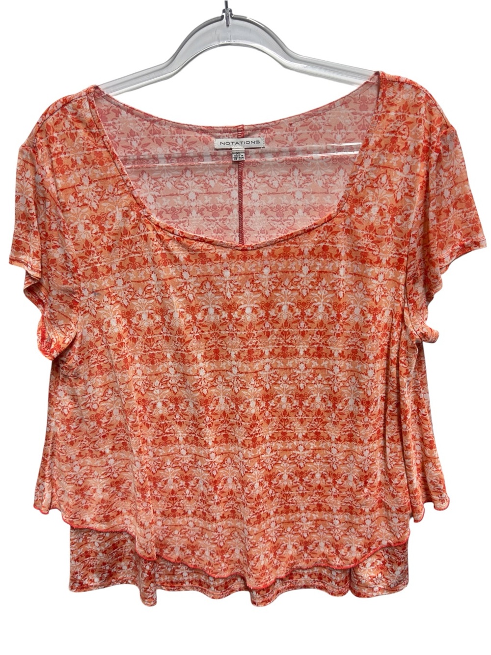 Mesh Jersey Knit Layered Floral Mosaic Art Blouse Top